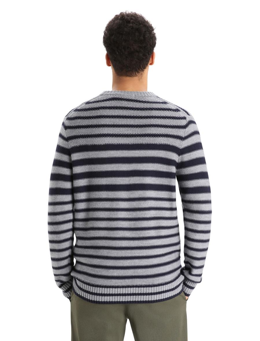 Midnight Navy / Gritstone Heather Icebreaker Merino Waypoint Crewe Men's Sweaters | AU 1222HAPK